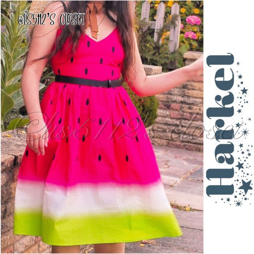 Harkel One In A Melon Watermelon Print Retro Swing Dress UK 22 // US 18